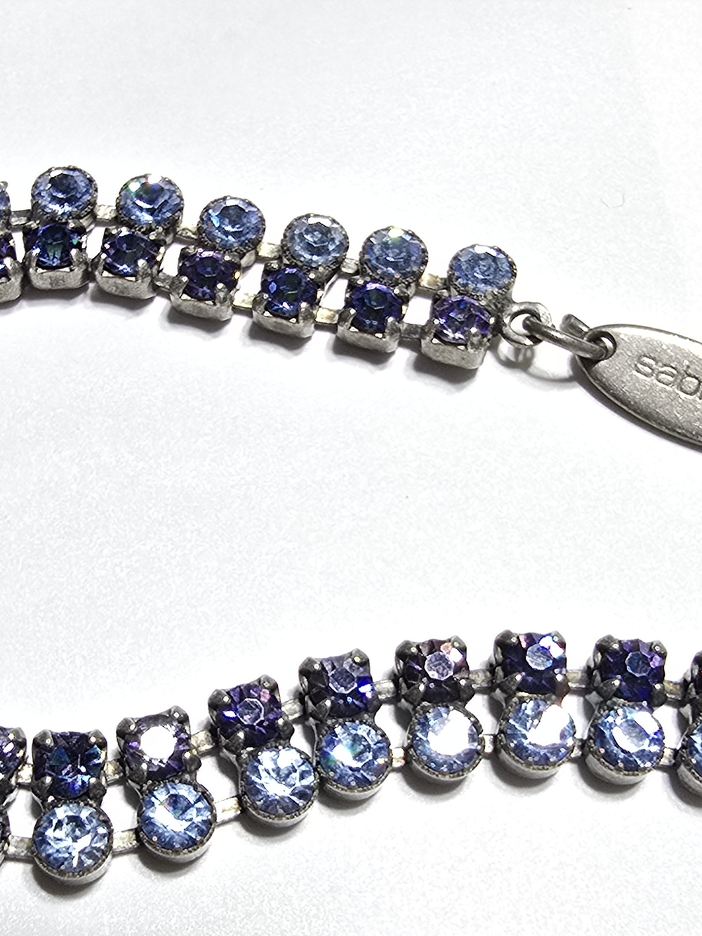 Sparkling Sabika Blue Crystal Double Row Station Bracelet #81